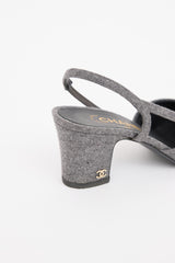Chanel Black & Grey Velvet Cap Toe Heel