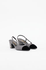 Chanel Black & Grey Velvet Cap Toe Heel