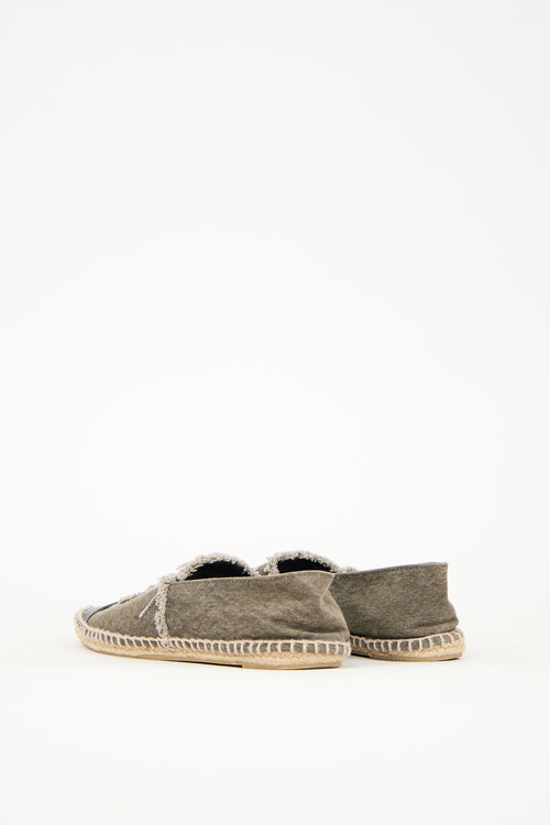 Chanel Green & Navy Canvas CC Espadrille