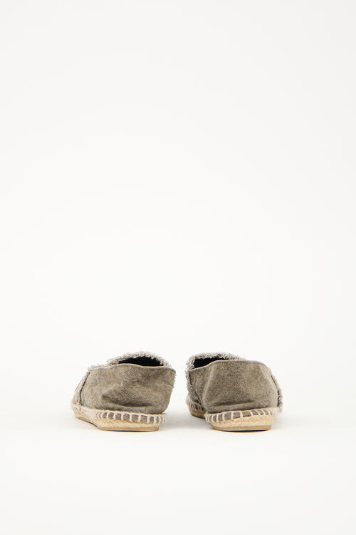 Chanel Green & Navy Canvas CC Espadrille