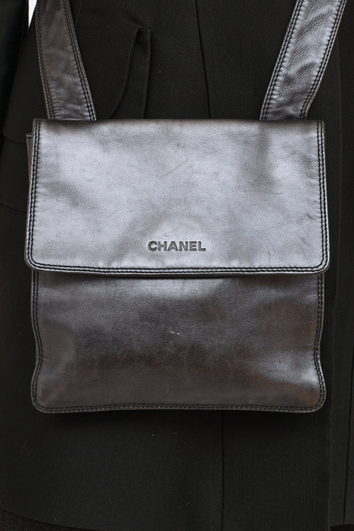 Dark Grey Metallic Crossbody Bag