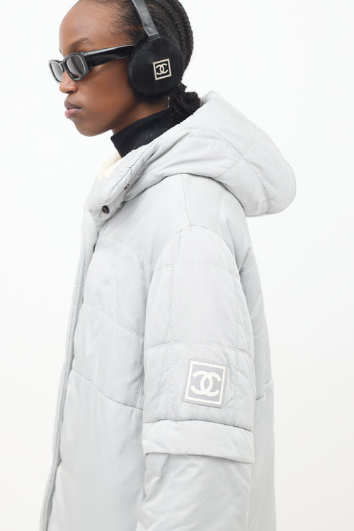 Chanel FW 2000 Grey Nylon & Fleece Puffer Coat