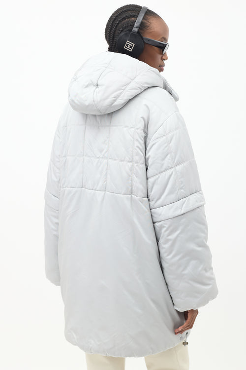 Chanel FW 2000 Grey Nylon & Fleece Puffer Coat