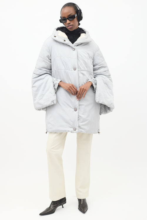 Chanel FW 2000 Grey Nylon & Fleece Puffer Coat