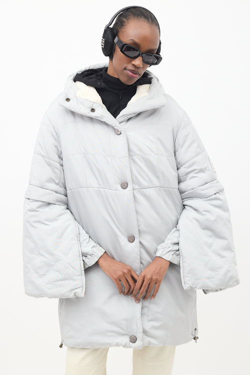 Chanel FW 2000 Grey Nylon & Fleece Puffer Coat