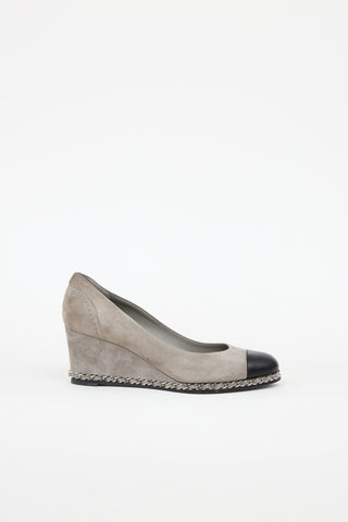 Chanel Suede Chain-Link Wedge