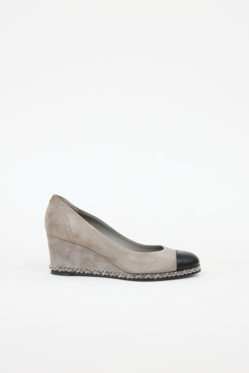 Chanel Suede Chain-Link Wedge