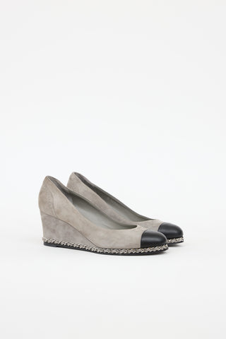 Chanel Suede Chain-Link Wedge