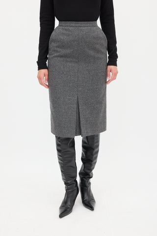 Chanel Grey Wool Godet Skirt