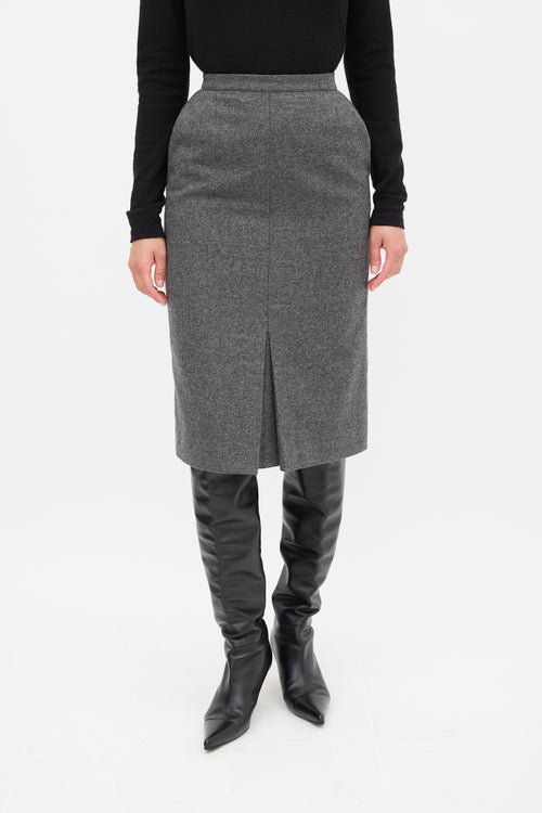 Chanel Grey Wool Godet Skirt