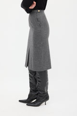 Chanel Grey Wool Godet Skirt