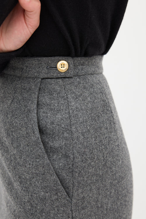 Chanel Grey Wool Godet Skirt