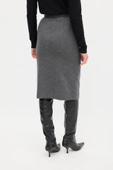 Chanel Grey Wool Godet Skirt