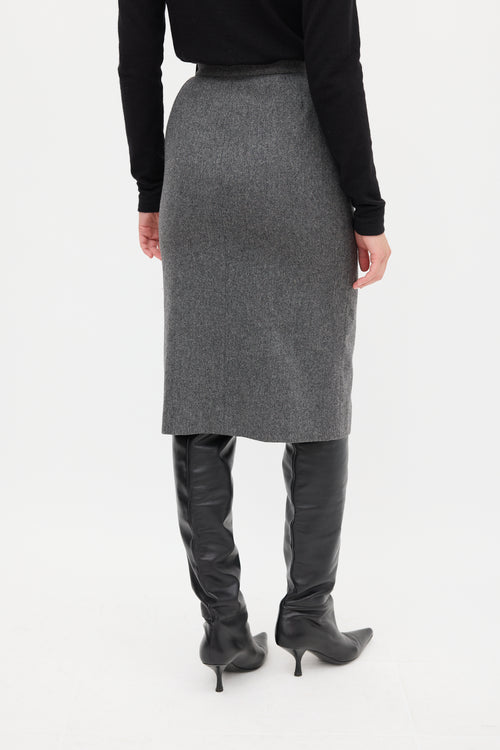 Chanel Grey Wool Godet Skirt