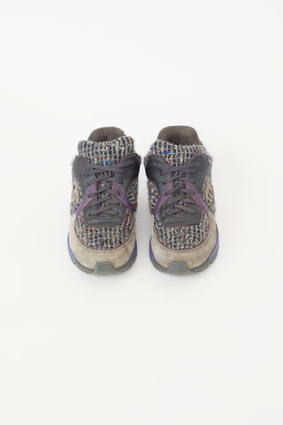 Chanel Grey & Multicolour Tweed CC Sneaker