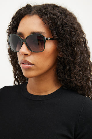 Chanel Green CC Bow Sunglasses
