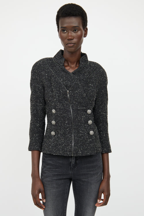 Chanel Fall 2008 Grey Boucle Zip Jacket