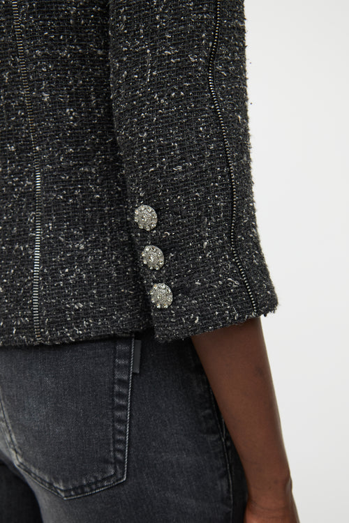 Chanel Fall 2008 Grey Boucle Zip Jacket