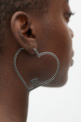 Chanel Crystal CC Heart Earrings