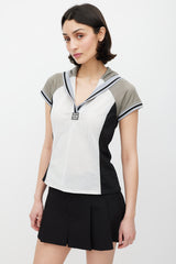 Chanel Identification 2004 White Grey & Black Mesh CC Hooded Top