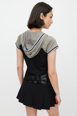Chanel Identification 2004 White Grey & Black Mesh CC Hooded Top