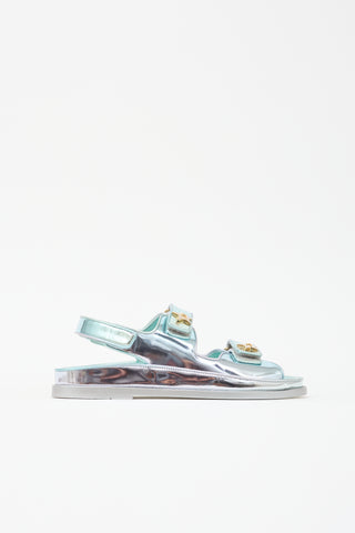 Chanel Laminated Leather Dad CC Sandal