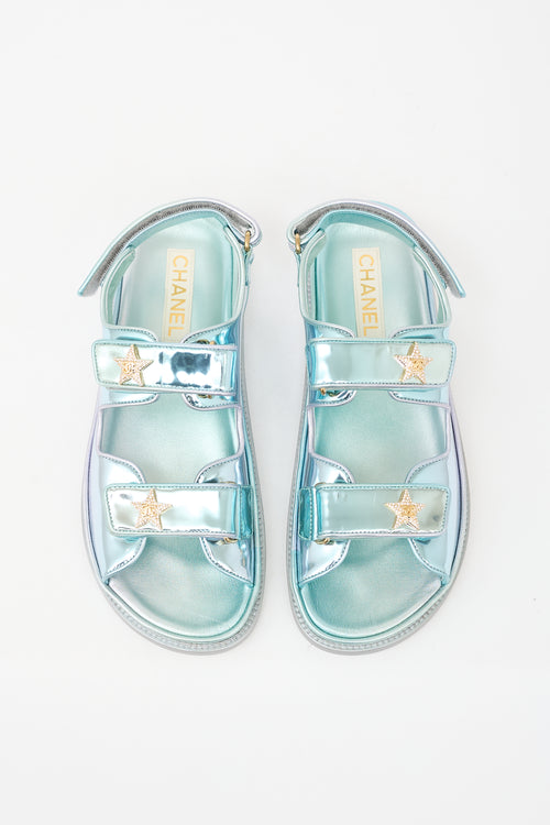 Chanel Laminated Leather Dad CC Sandal