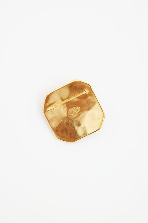 Chanel Late 1980s Gold Gripoix Gem Brooch