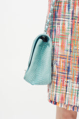 Chanel Late 2000s Turquoise Textured Leather Jumbo Timeless Shoulder Bag
