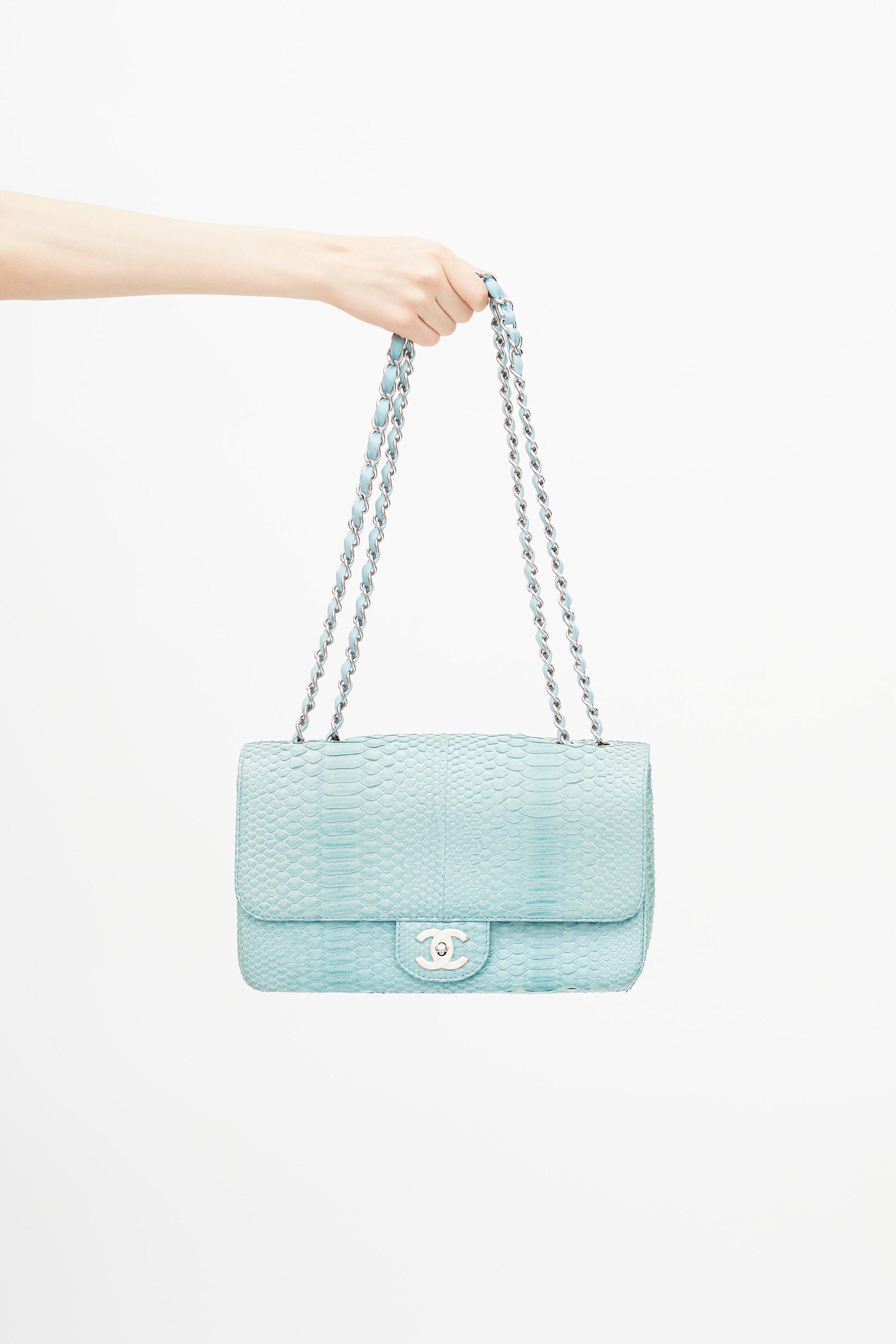 Chanel // Late 2000s Turquoise Textured Leather Jumbo Timeless
