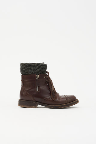 Chanel Leather CC Combat Boot