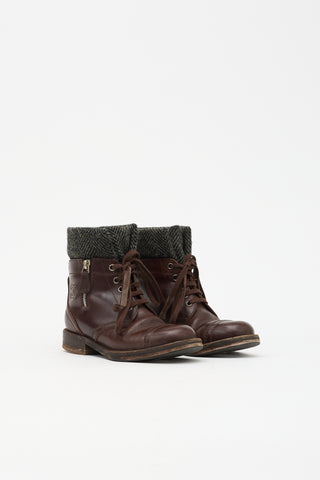 Chanel Leather CC Combat Boot