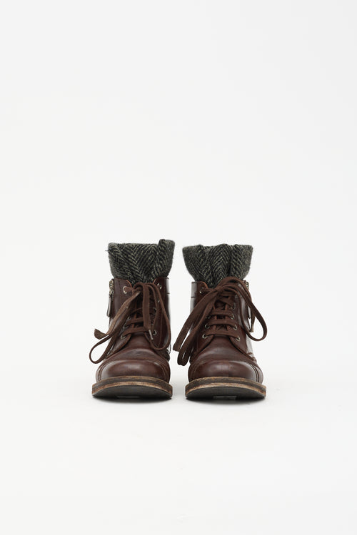Chanel Leather CC Combat Boot