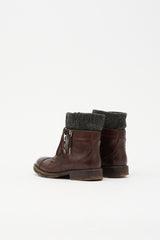 Chanel Leather CC Combat Boot
