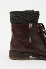 Chanel Leather CC Combat Boot