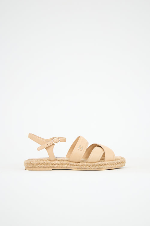 Chanel Leather CC Espadrille Sandal