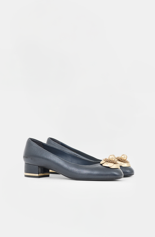 Chanel Leather CC Flower Pump
