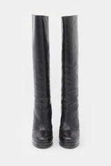 Chanel Leather CC Platform Knee Boot