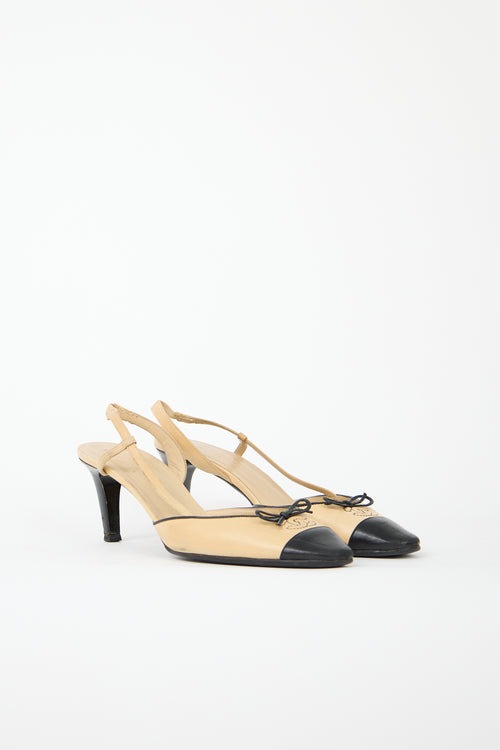 Chanel Leather CC Slingback Heel