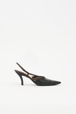 Chanel Leather CC Slingback Pump