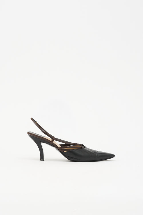 Chanel Leather CC Slingback Pump