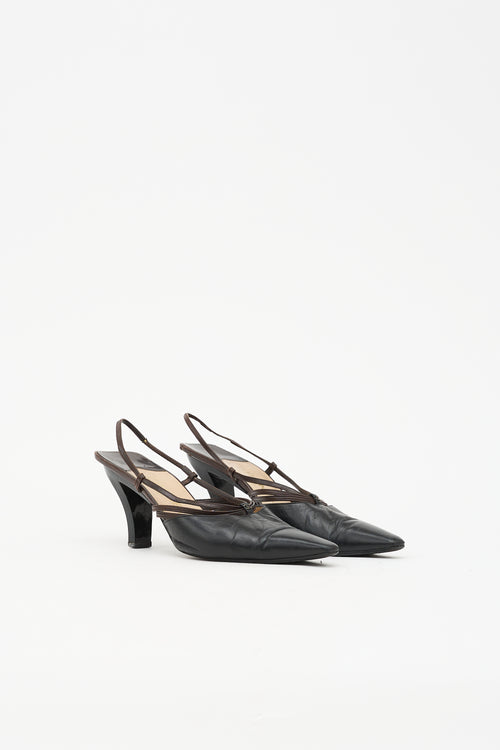 Chanel Leather CC Slingback Pump