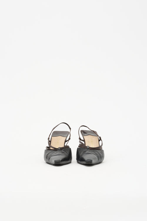 Chanel Leather CC Slingback Pump