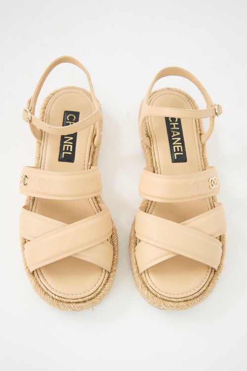 Chanel Leather CC Espadrille Sandal