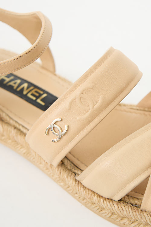 Chanel Leather CC Espadrille Sandal