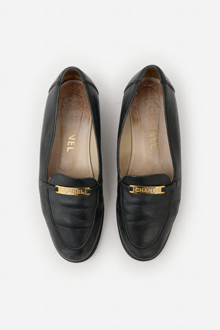 Chanel Leather Logo Plaque Loafer