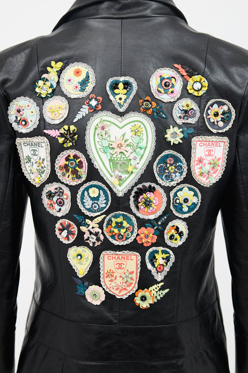 Chanel Leather Patch Biker Jacket