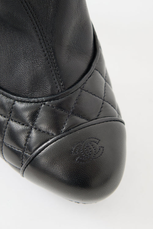 Chanel 2002 CC Quilted Leather Boot