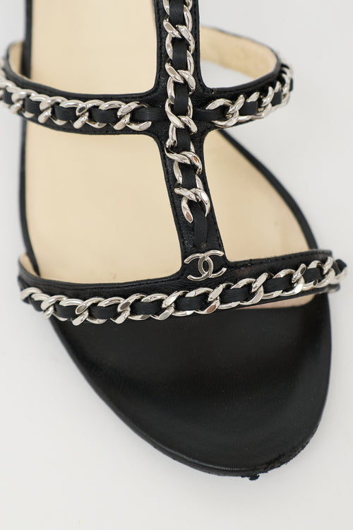 Chanel Leather Strappy  Sandal