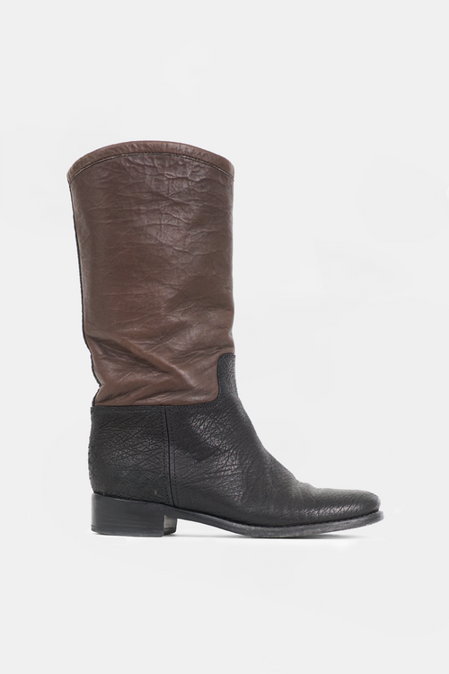 Chanel Leather Two Tone CC Boot